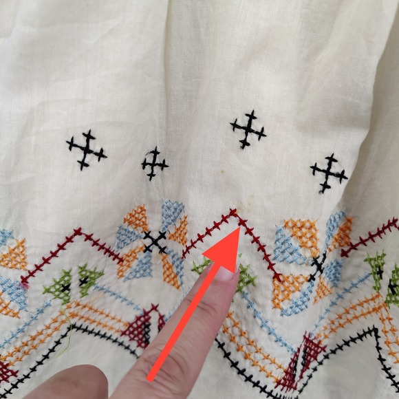 Dolls Point Women Dress Boho Folk Cottagecore 4 Cream Red Embroidered High Low - Picture 8 of 15